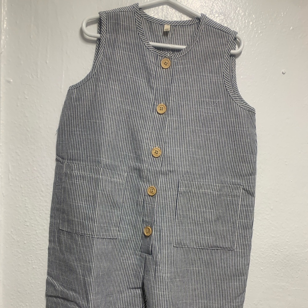 Striped Kids One Piece with Wooden Buttons